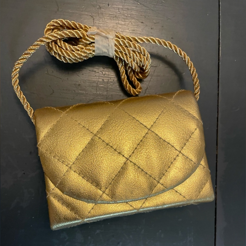 Gold Quilted look Women's mini Bag New